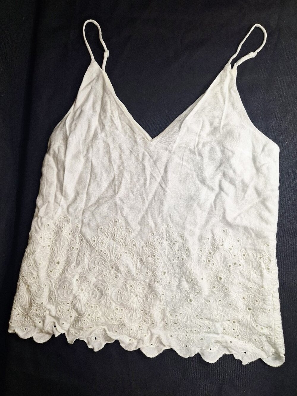 Express Camisole Womens XS White Fleur de Lis Lined V Neck Tank Cami Top